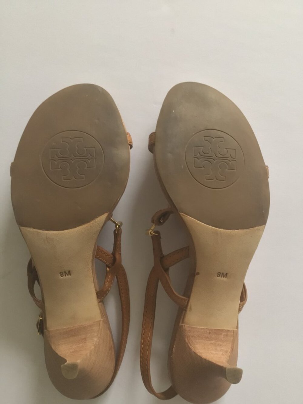 Tory Burch Miller Brown Leather Strappy Slingback Kitten Heel Sandals Size 8 - Picture 7 of 8